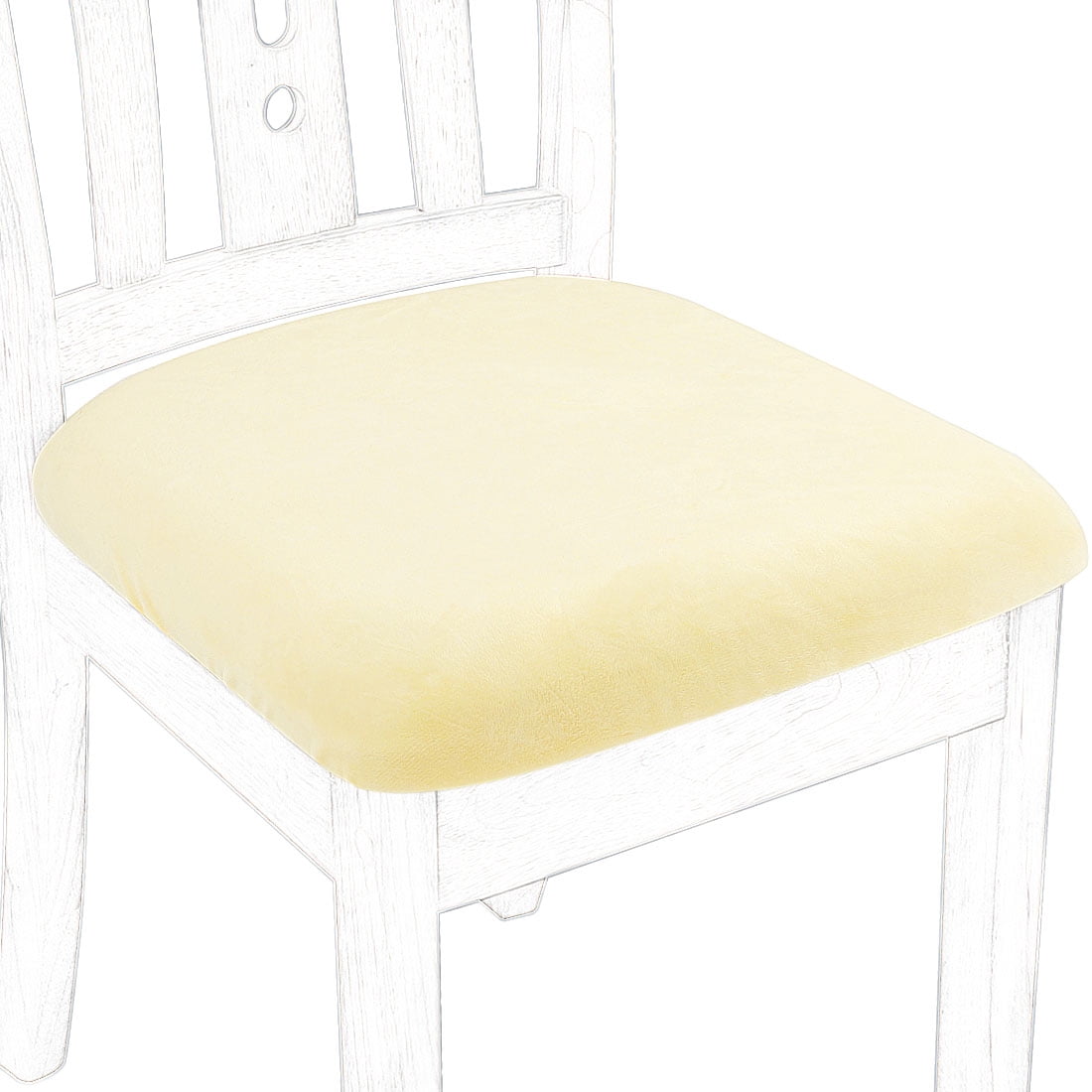 Unique Bargains 6Pcs Velvet Dinning Chair Seat Cover Elastic Stretchable Slipcovers Beige
