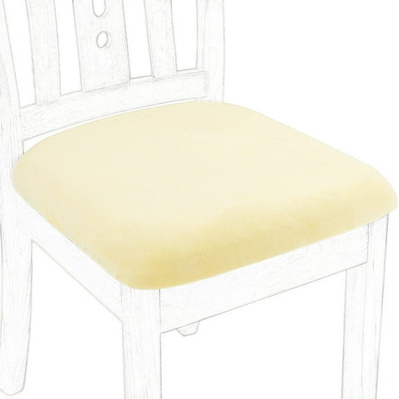 Unique Bargains 6Pcs Velvet Dinning Chair Seat Cover Elastic Stretchable Slipcovers Beige