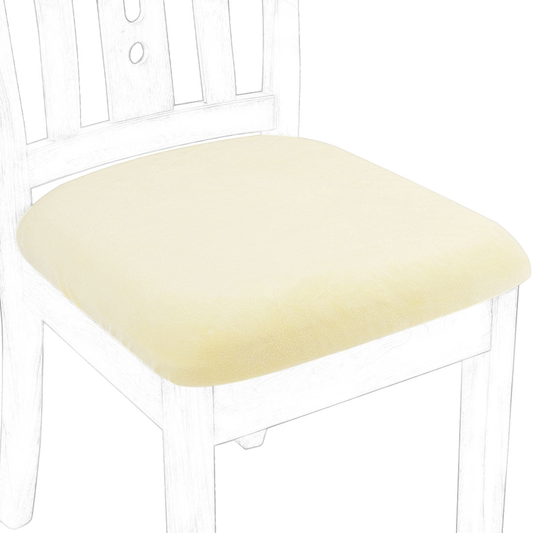 Unique Bargains 6Pcs Velvet Dinning Chair Seat Cover Elastic Stretchable Slipcovers Cream