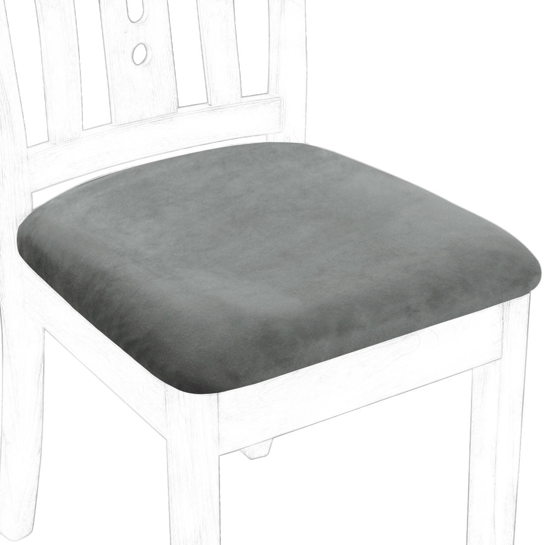Unique Bargains 6Pcs Velvet Dinning Chair Seat Cover Elastic Stretchable Slipcovers Gray