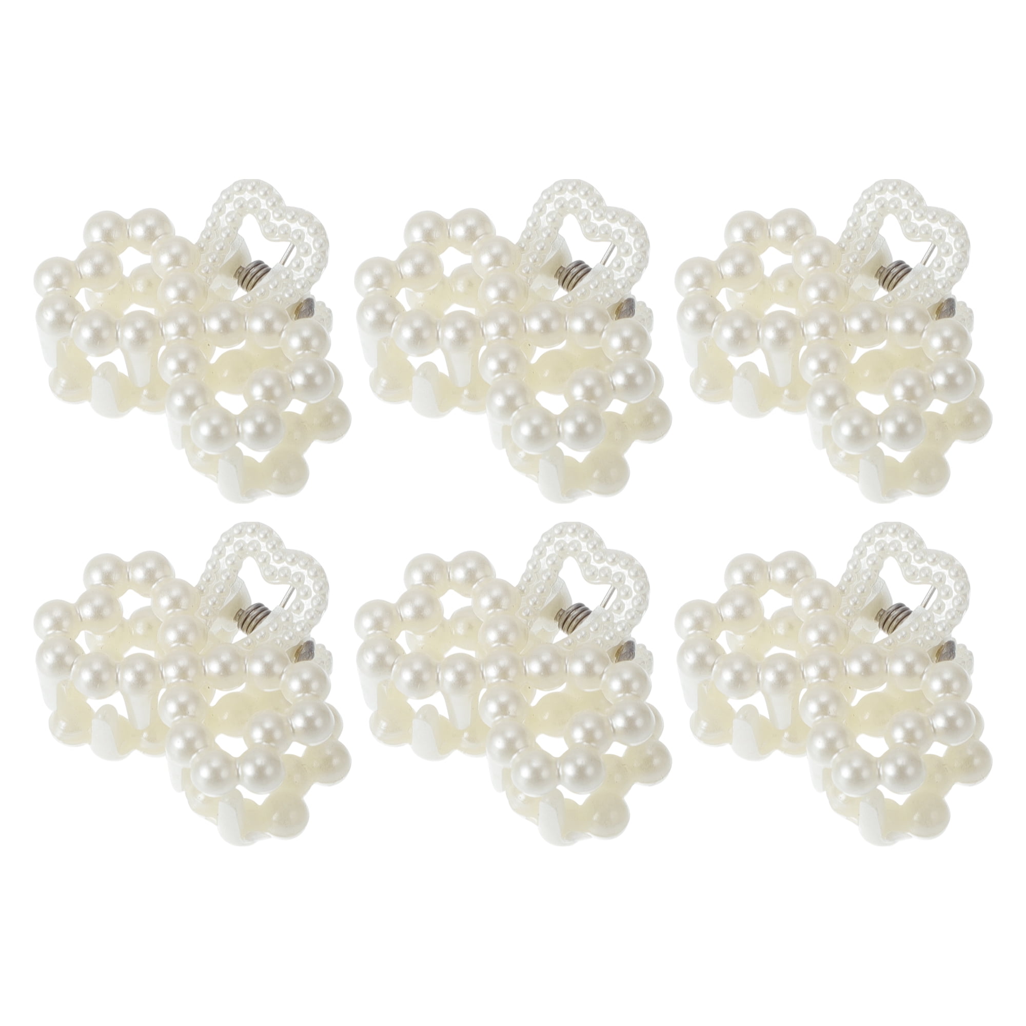 Unique Bargains 6Pcs Women Fashion Pearl Mini Pearl Cross Hairdo Clips Pearl Figure 8 Knot