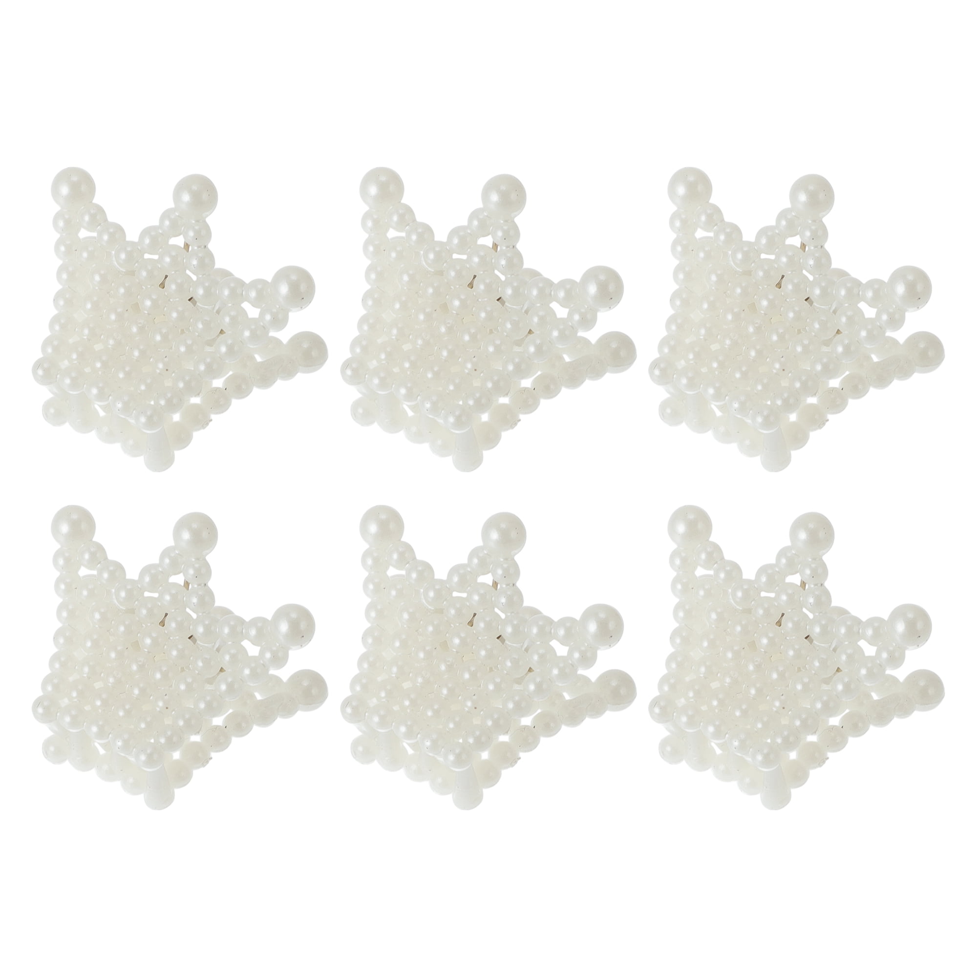 Unique Bargains 6Pcs Women Fashion Pearl Mini Pearl Cross Hairdo Clips Pearl Solid Crown