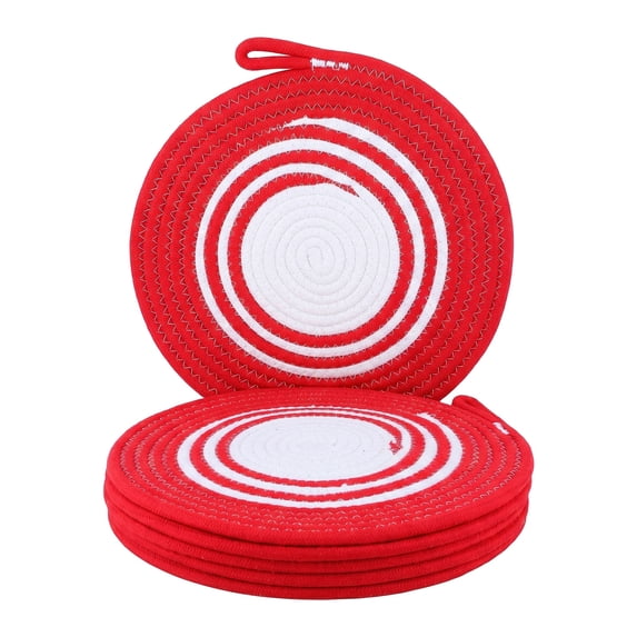 Unique Bargains 6Pcs Woven Dining Table Decor Round Placemats Red 11.8x11.8in