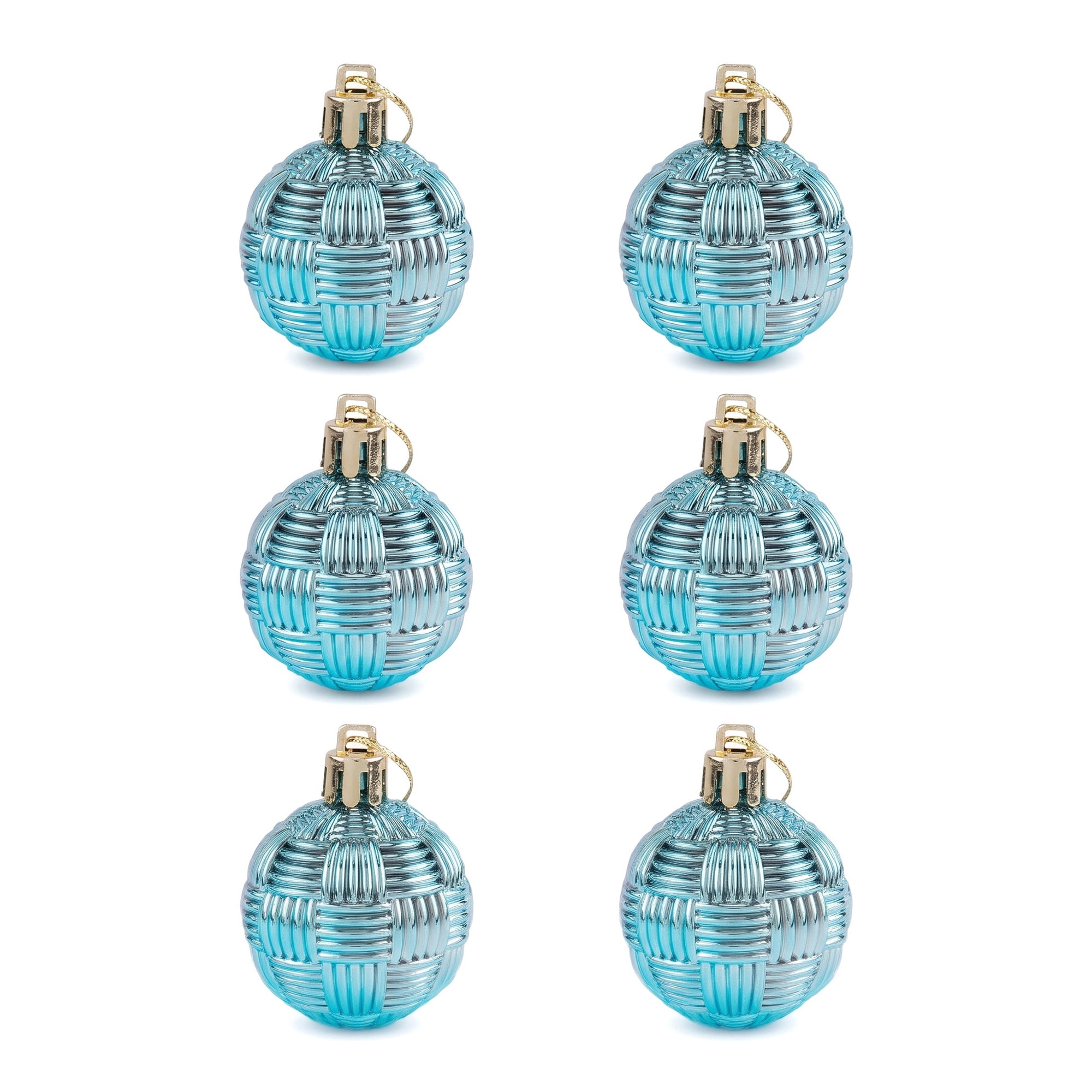 Unique Bargains 6Pcs Woven Texture Balls Mini Decorative Spheres Orbs Blue 1.6"