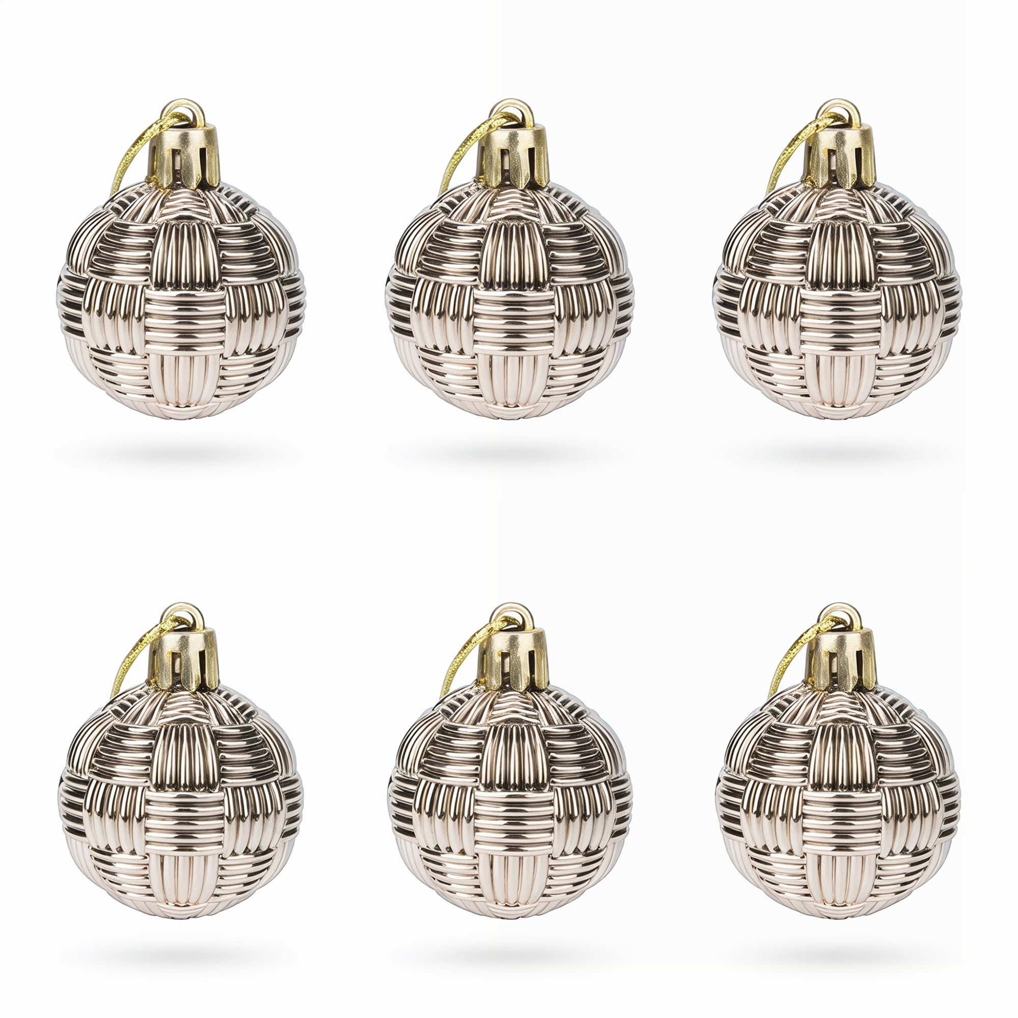 Unique Bargains 6Pcs Woven Texture Balls Mini Decorative Spheres Orbs Champagne 1.6"