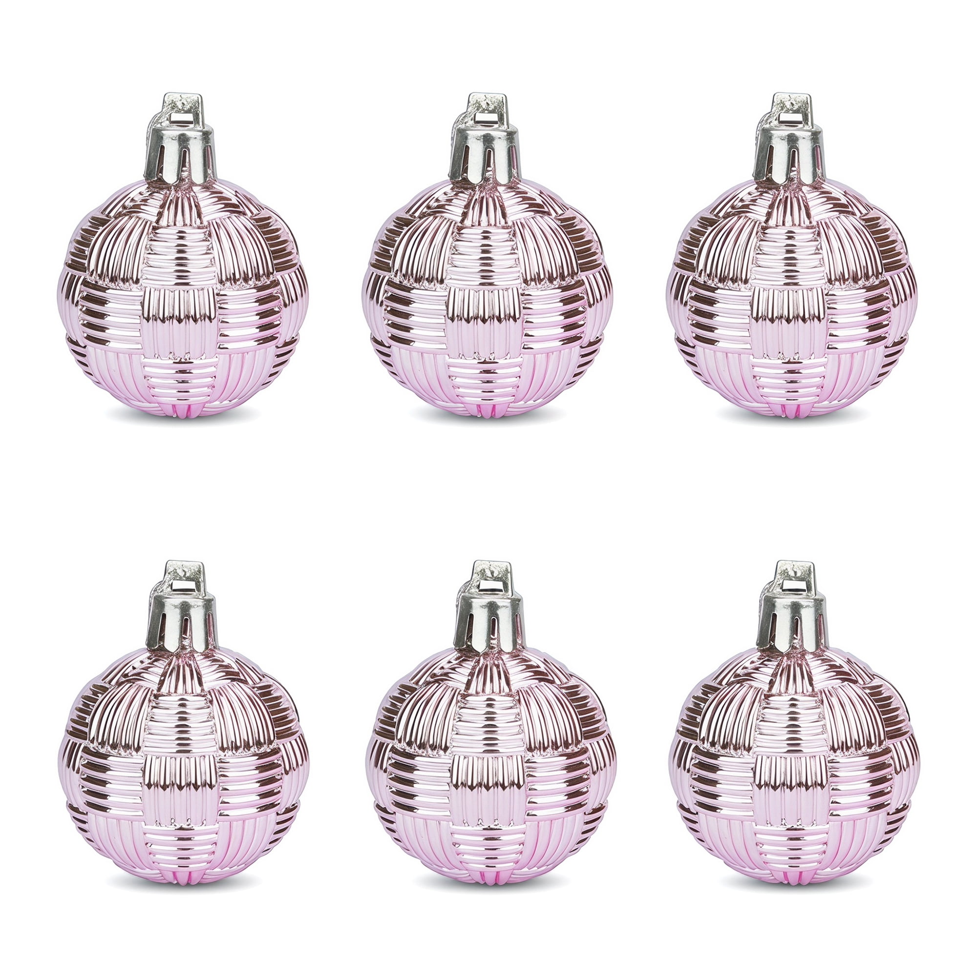 Unique Bargains 6Pcs Woven Texture Balls Mini Decorative Spheres Orbs Pink 1.6"