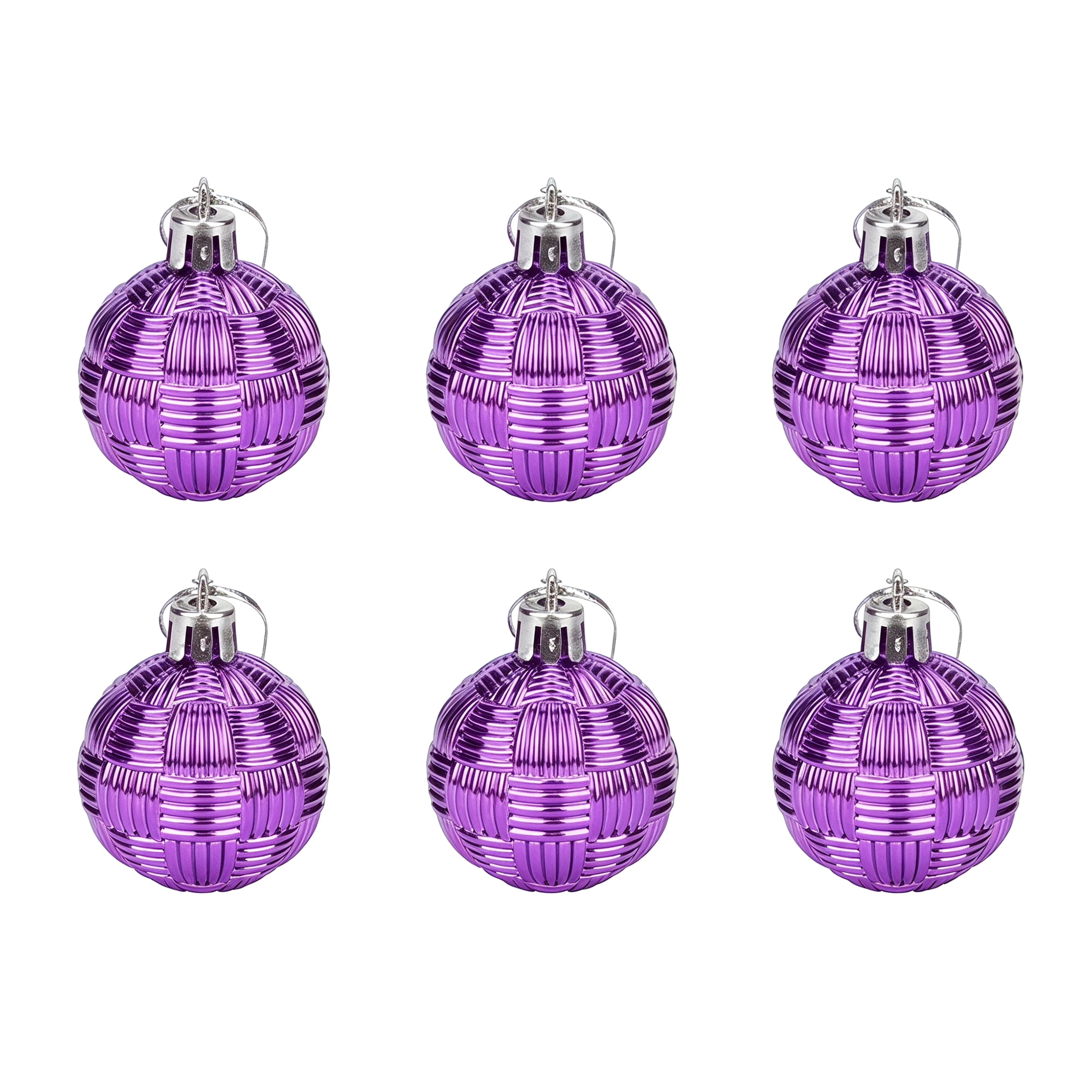 Unique Bargains 6Pcs Woven Texture Balls Mini Decorative Spheres Orbs Purple 1.6"