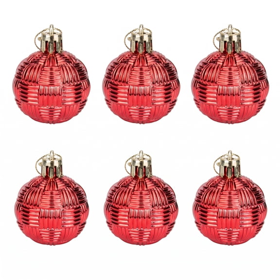 Unique Bargains 6Pcs Woven Texture Balls Mini Decorative Spheres Orbs Red 1.6"