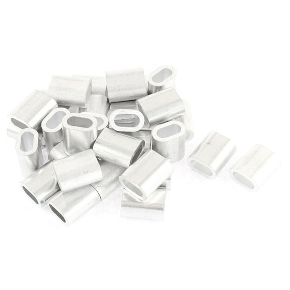 Unique Bargains 6mm 1/4" Steel Wire Rope Aluminum Ferrules Sleeves Fittings Loop 30 Pcs