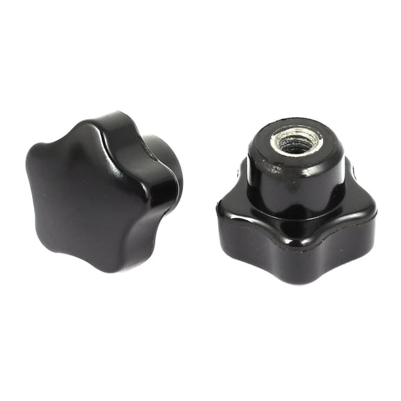 Unique Bargains 6mm Dia Thread Plastic 25mm Star Head Screw on Type Clamping Knob Grip 2 Pcs