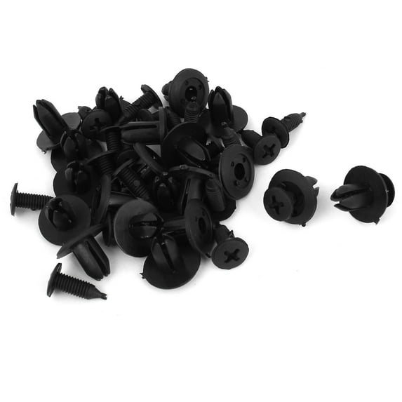 Unique Bargains 6mm Hole Plastic Push Screw Rivet Panel Fixings Clips Black 20 Pcs