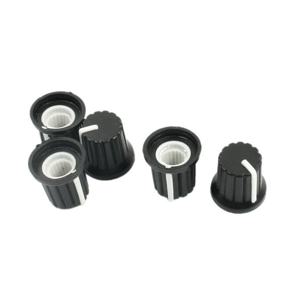 Unique Bargains 6mm Knurled Shaft Hole White Mark Rotary Potentiometer Control Knob 5 Pcs