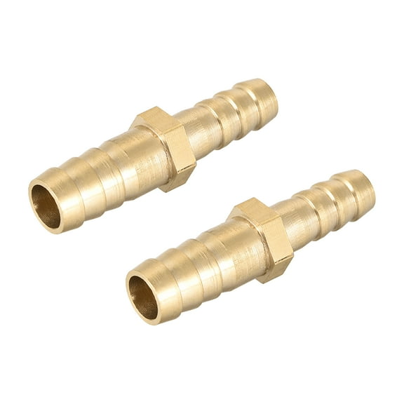 Unique Bargains 6mm to 4mm Hose ID Brass Reducer Barb Hose Fitting Straight Connector Coupler Tubing Adapter 2 pcs 10mm x 8mm
