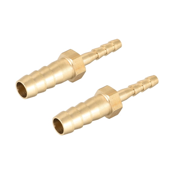 Unique Bargains 6mm to 4mm Hose ID Brass Reducer Barb Hose Fitting Straight Connector Coupler Tubing Adapter 2 pcs 8mm x 4mm