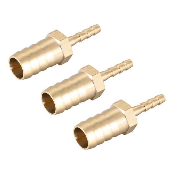 Unique Bargains 6mm to 4mm Hose ID Brass Reducer Barb Hose Fitting Straight Connector Coupler Tubing Adapter 3 pcs, 12mm x 4mm