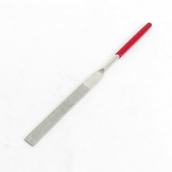 Unique Bargains 6mm x 180mm Glass Stone Handle Tool Flat Diamond File Red Silver Tone