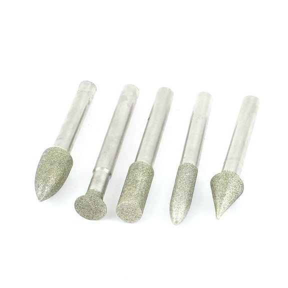 Unique Bargains 6mm x 60mm Diamond Grinding Bit Mounted Point Buffing Bits Set 5 Pcs