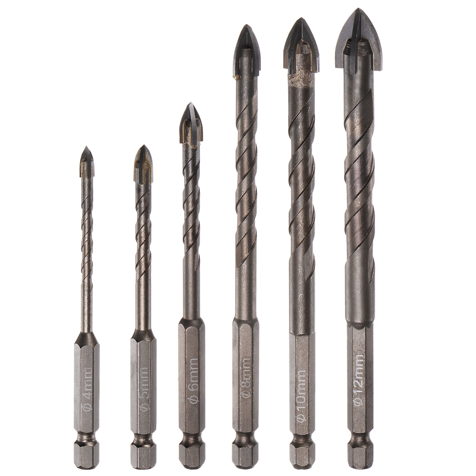 Unique Bargains 6pack Titanium Masonry Drill Bit Set, 4mm to 12mm