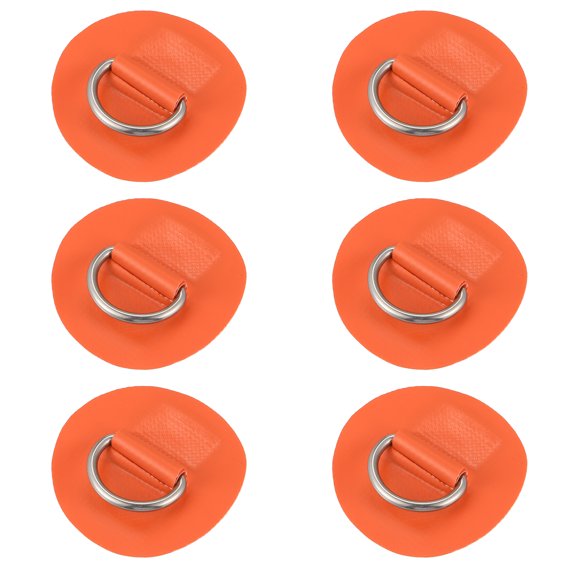 Unique Bargains 6pcs 2.4in D Ring Patch Round Pad for Inflatable Boat Orange