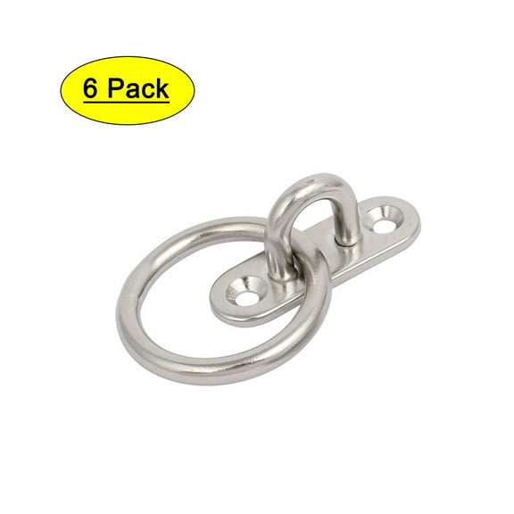 Unique Bargains 6pcs 304 Stainless Steel 5mm Thick Oblong Sail Shade Pad Eye Plate w Ring