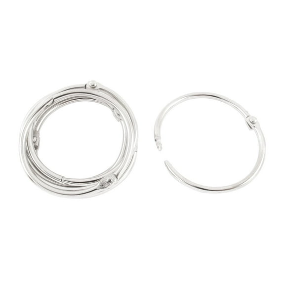 Unique Bargains 6pcs 40mm Inner Dia Book Office Metal Loose Leaf Binder Hinge Snap Ring Keyring