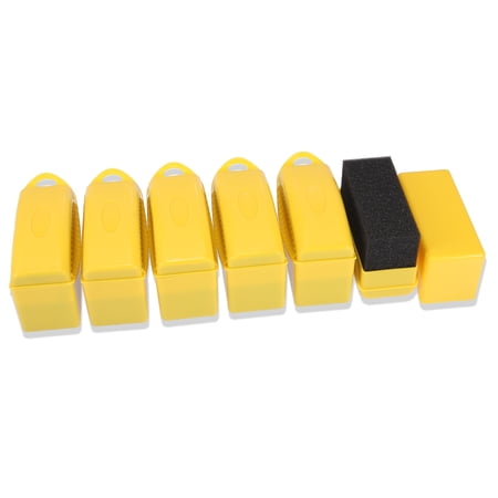 Unique Bargains 6pcs Car Dressing Tire Tyre Wheel Shine Contour Pad Sponge Foam Brush Waxing Cleaning w/ Lid Yellow