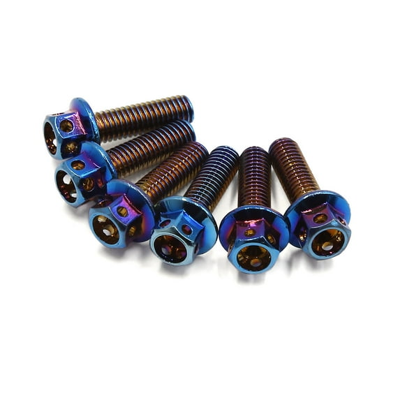 Unique Bargains 6pcs Colorful M6 Motorcycle Titanium Alloy Hexagon Bolts Fastener Clips Screws