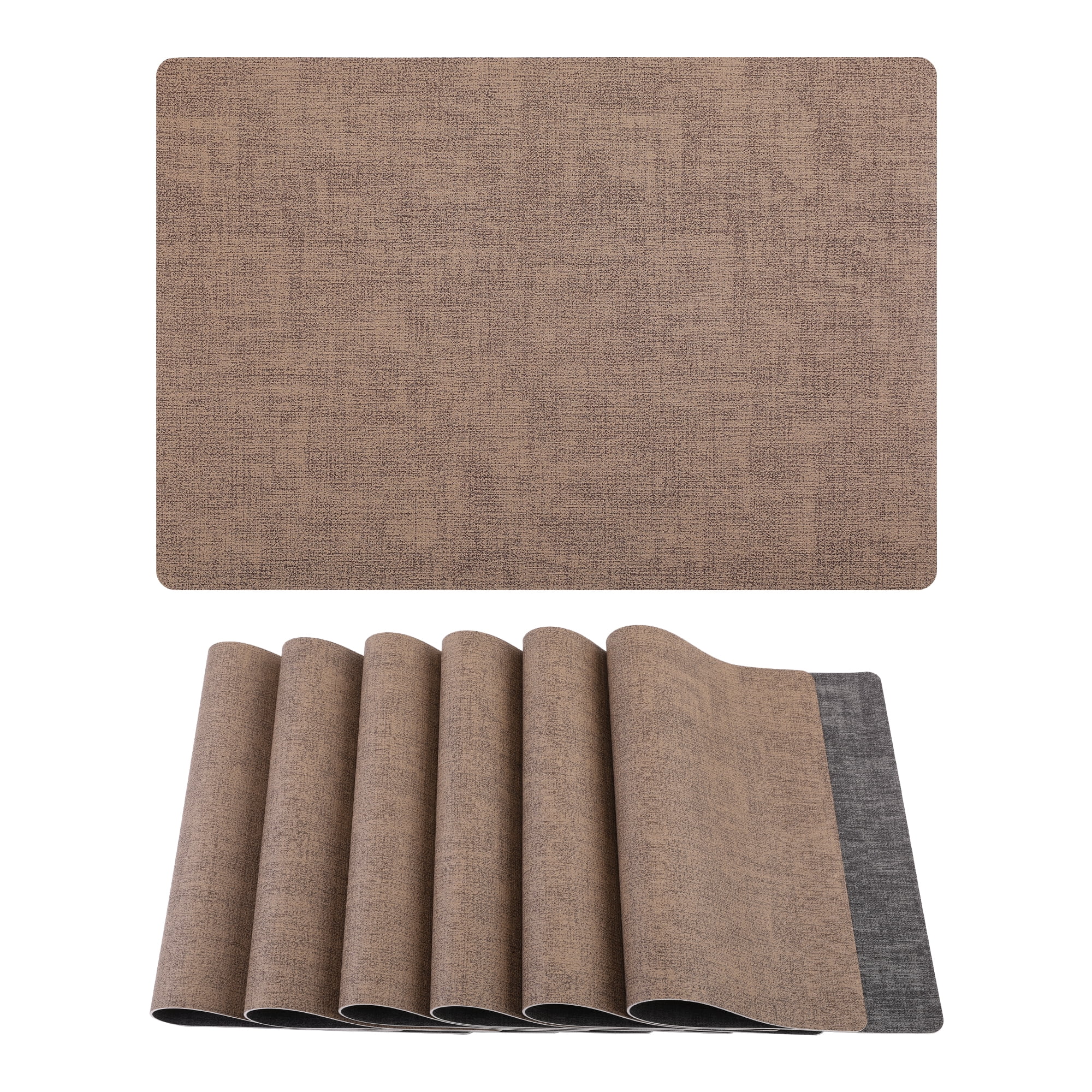Unique Bargains 6pcs Faux Leather Placemats for Kitchen Coffee 16.9"x11.8"