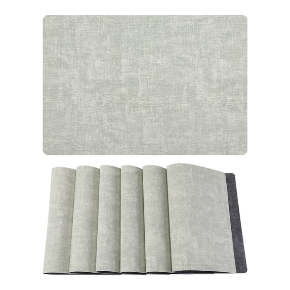 Unique Bargains 6pcs Faux Leather Placemats for Kitchen Light Green 16.9"x11.8"