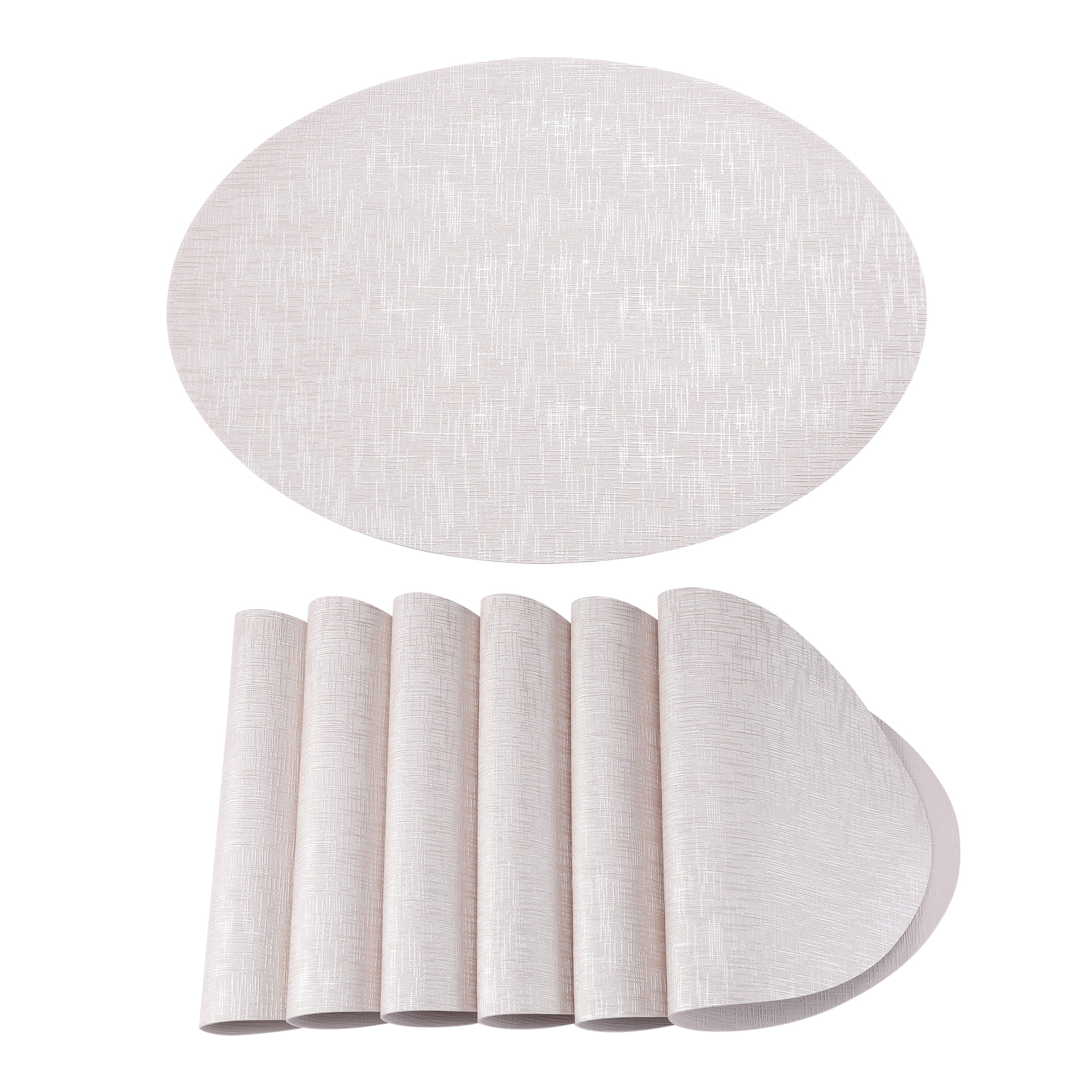 Unique Bargains 6pcs Faux Leather Table Mats Beige 16.9"x11.8"