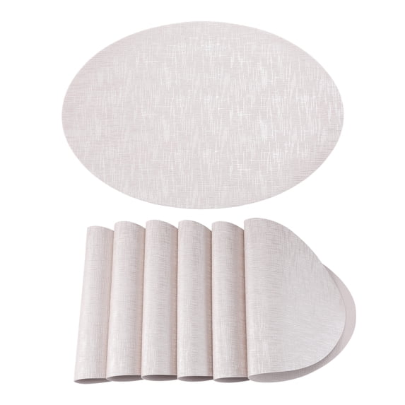 Unique Bargains 6pcs Faux Leather Table Mats Beige 16.9"x11.8"