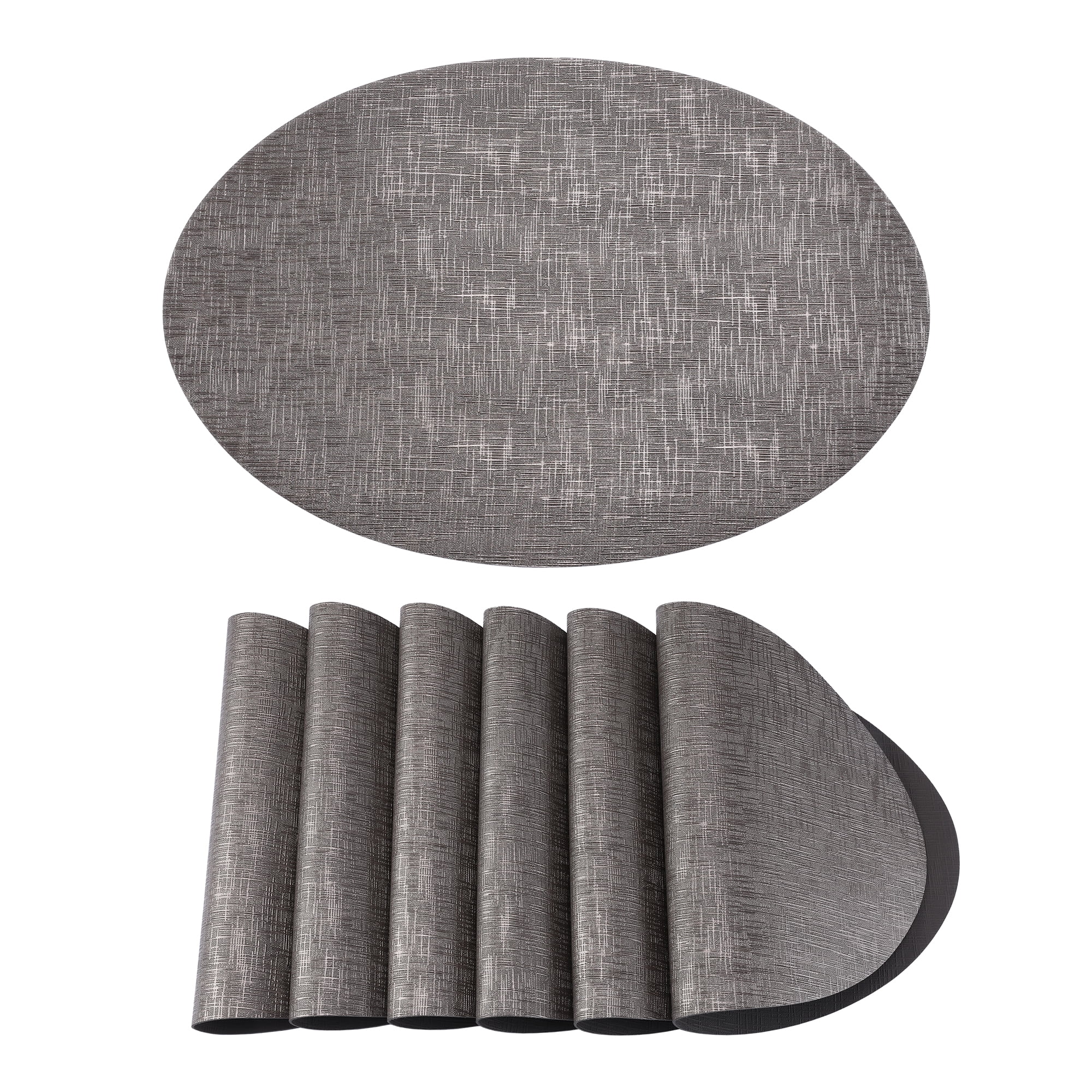 Unique Bargains 6pcs Faux Leather Table Mats Bronze 16.9"x11.8"