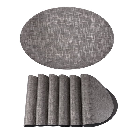 Unique Bargains 6pcs Faux Leather Table Mats Bronze 16.9"x11.8"