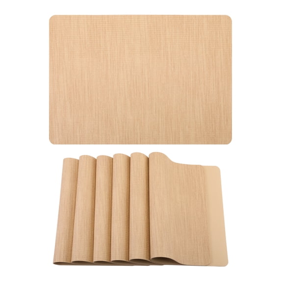 Unique Bargains 6pcs Faux Leather Table Mats for Kitchen Apricot 16.9"x11.8"