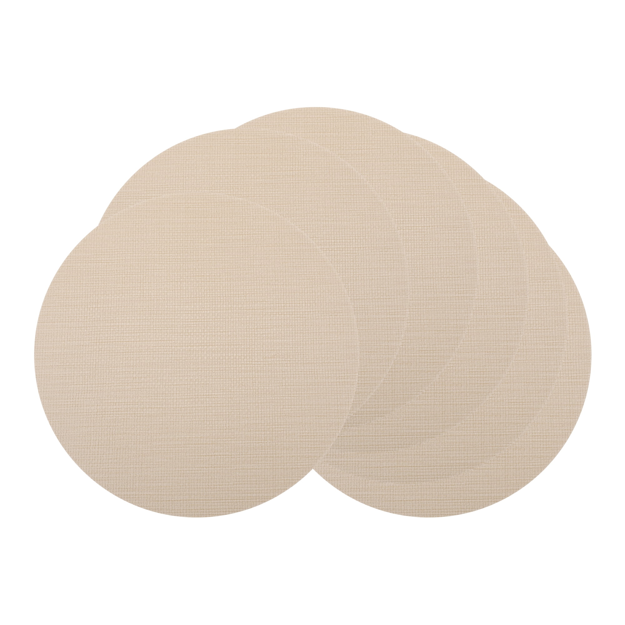 Unique Bargains 6pcs Faux Leather Wipeable Placemats Apricot White 13"x13"