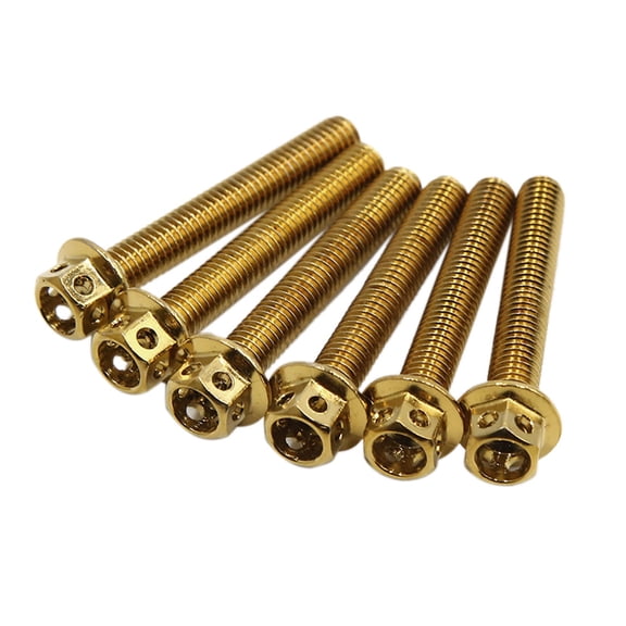 Unique Bargains 6pcs Gold Tone M6 x 40mm Motorcycle Scooter Titanium Alloy Hexagon Bolts Screws