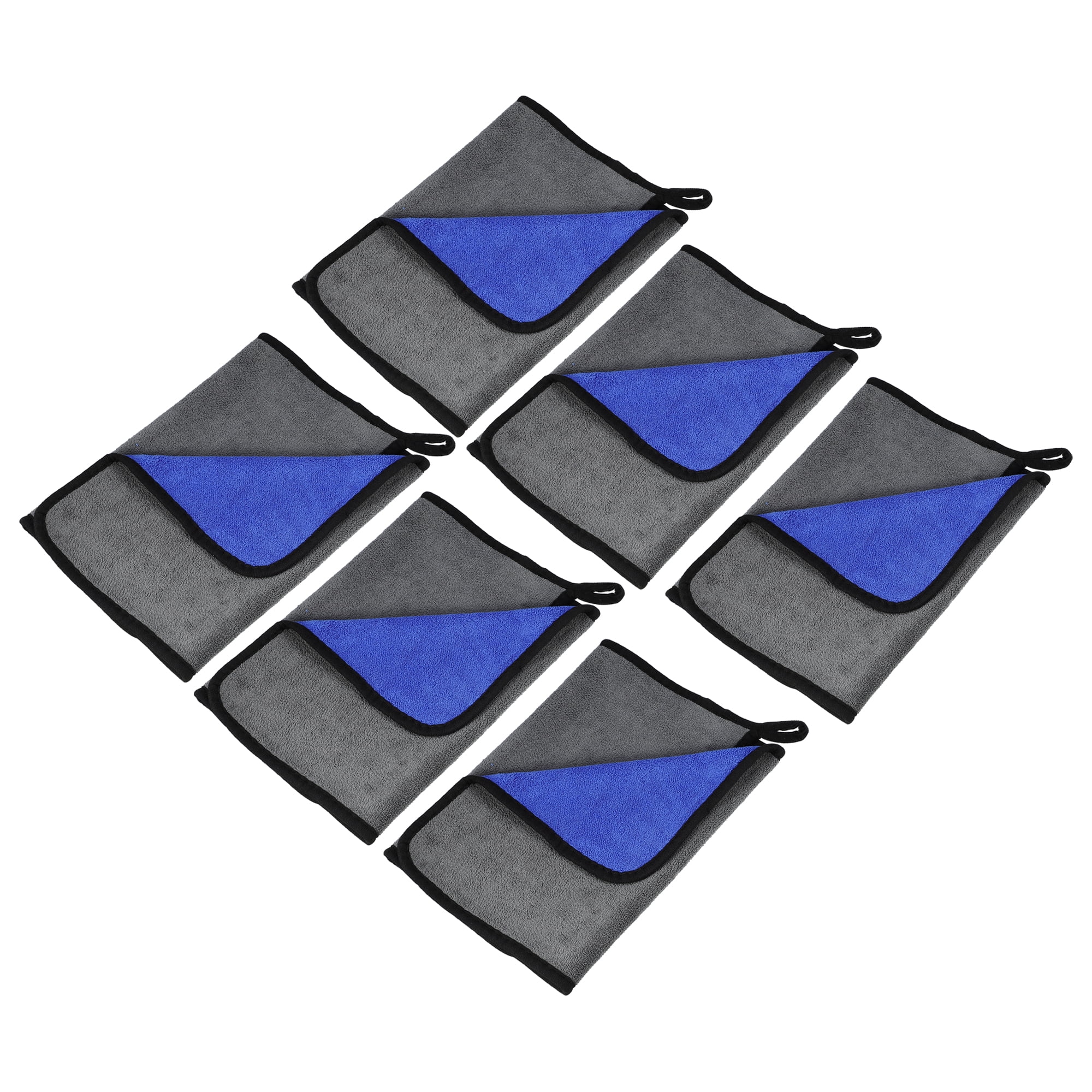 Unique Bargains 6pcs Microfibre Car Drying Towel 11.81"x23.62" Cleaning Cloth Gray Blue