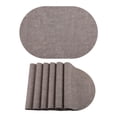 thumbnail image 1 of Unique Bargains 6pcs Oval Faux Leather Placemats Dark Brown 17.7"x11.8", 1 of 6