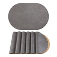 thumbnail image 1 of Unique Bargains 6pcs Oval Table Mats for Kitchen Gray/Mud Yellow 17.3"x11.8", 1 of 6