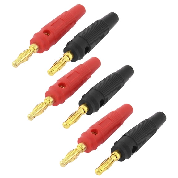 Unique Bargains 6pcs Red Black Insulated Jacket Audio Speaker Wire Banana Plug Connector Adapter