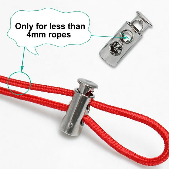 Unique Bargains 6pcs Spring Cord Locks Plastic End Clip Stoppers Fastener Double Holes Rope Toggle Slider, Silver Tone