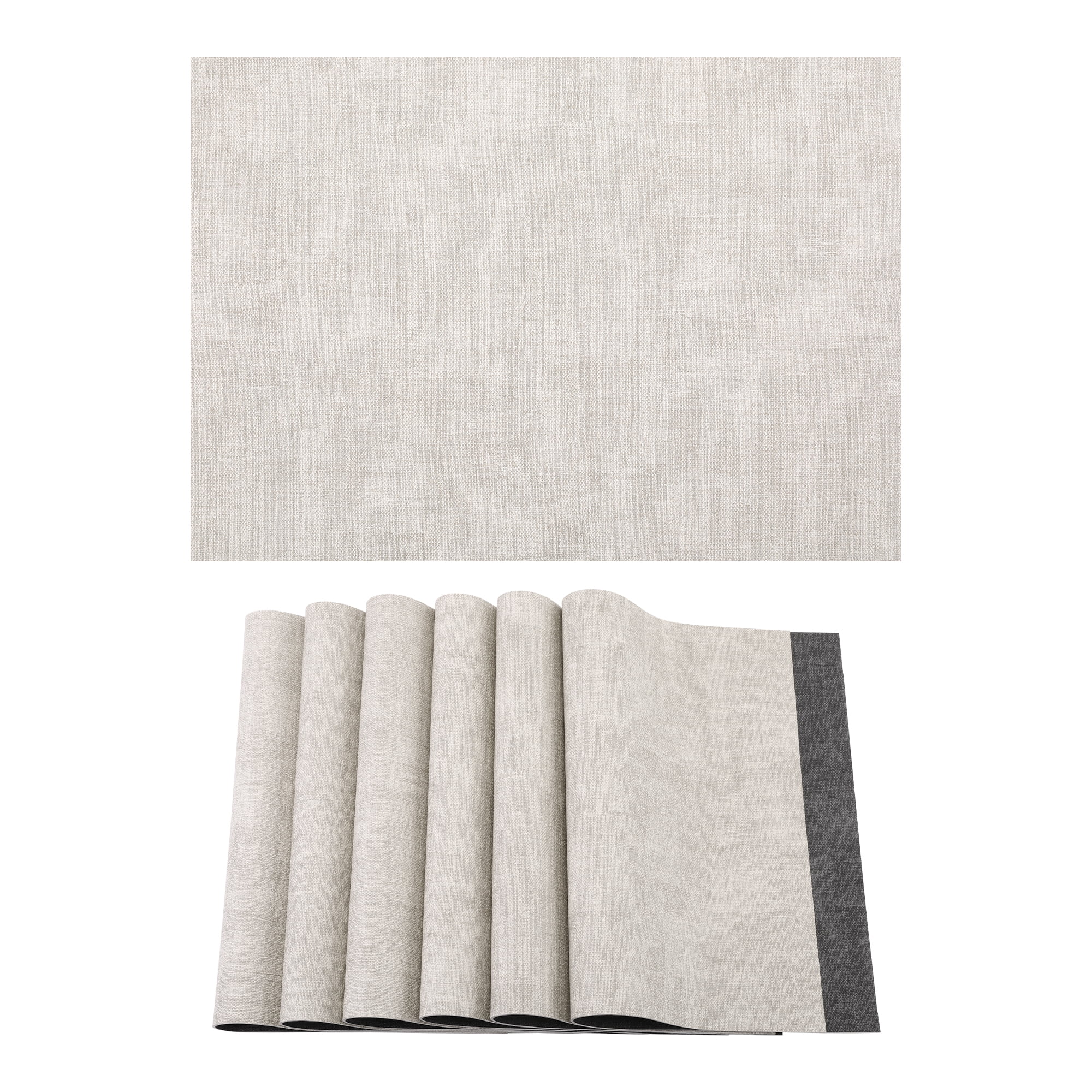 Unique Bargains 6pcs Stylish Faux Leather Placemats Beige 16.9"x11.8"