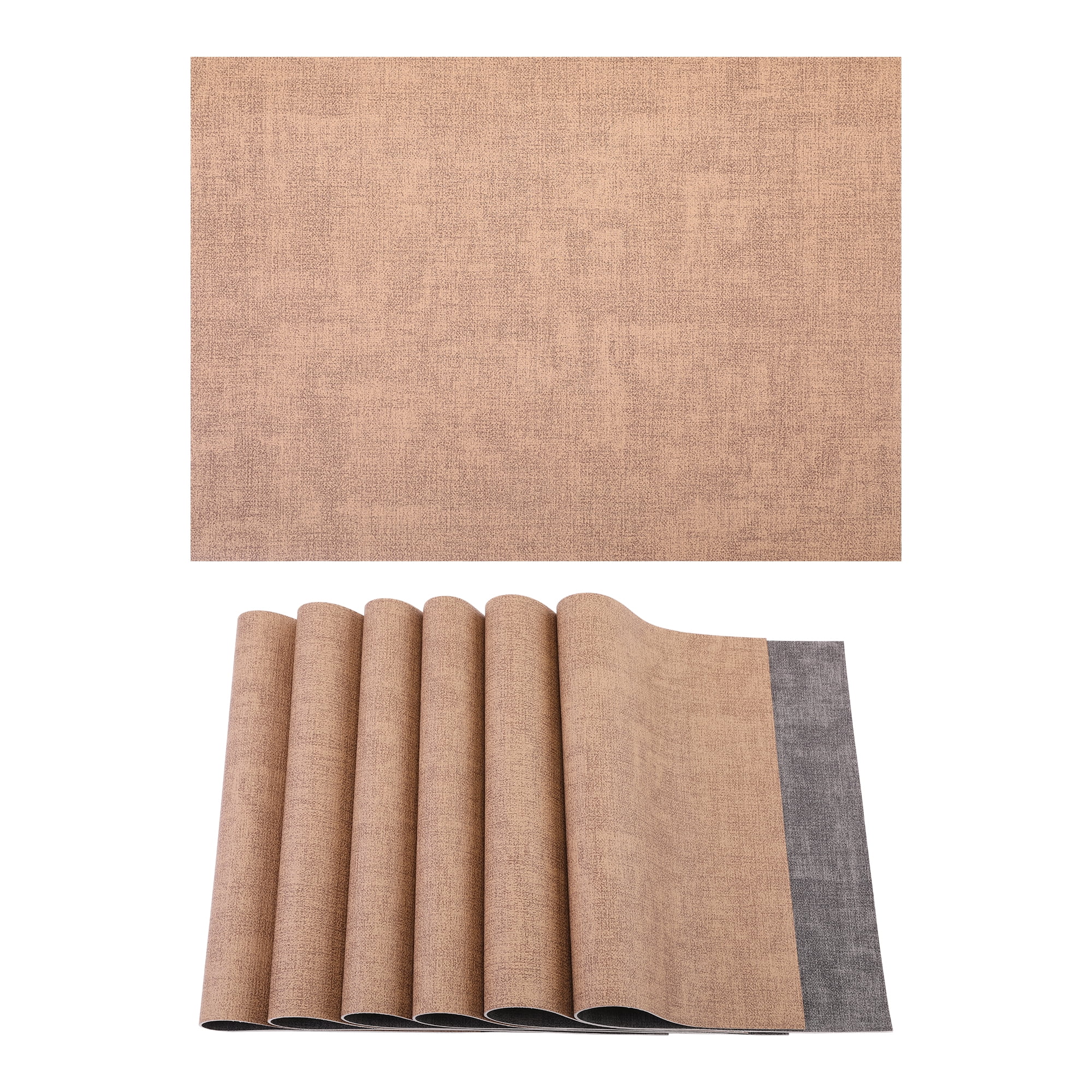 Unique Bargains 6pcs Stylish Faux Leather Placemats Coffee 16.9"x11.8"