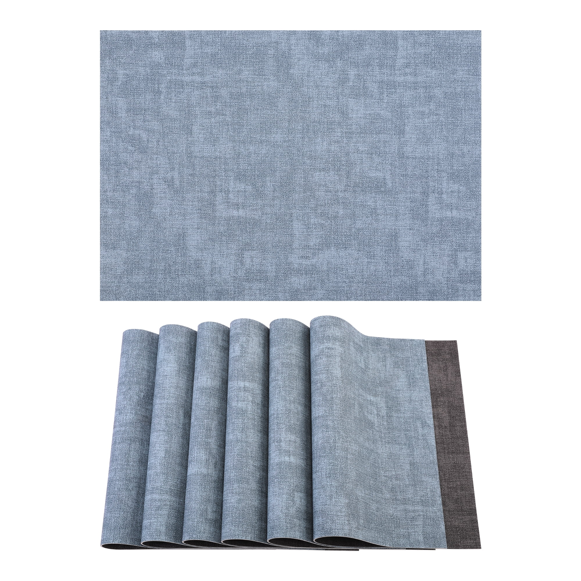 Unique Bargains 6pcs Stylish Faux Leather Placemats Light Blue 16.9"x11.8"