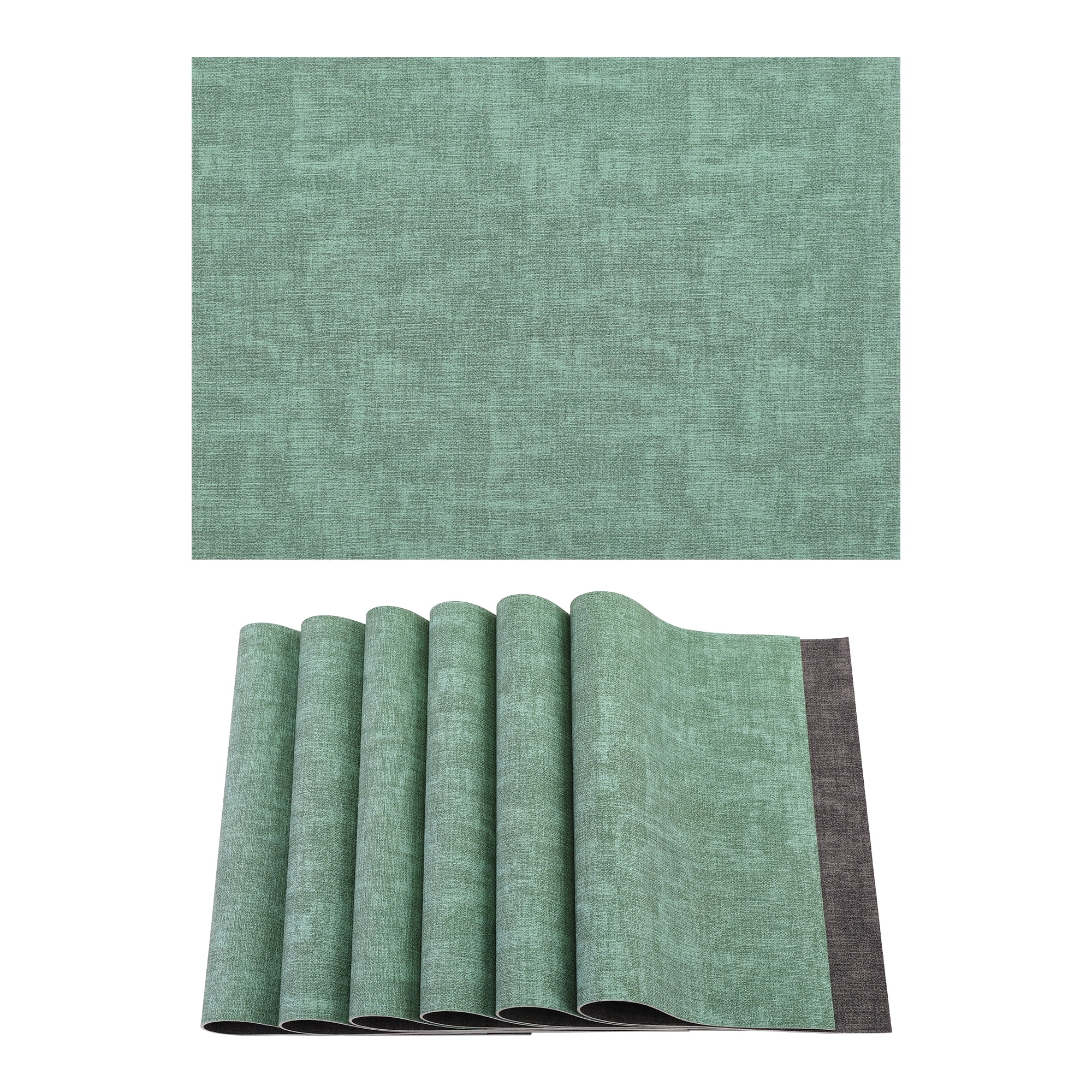 Unique Bargains 6pcs Stylish Faux Leather Placemats Teal 16.9"x11.8"