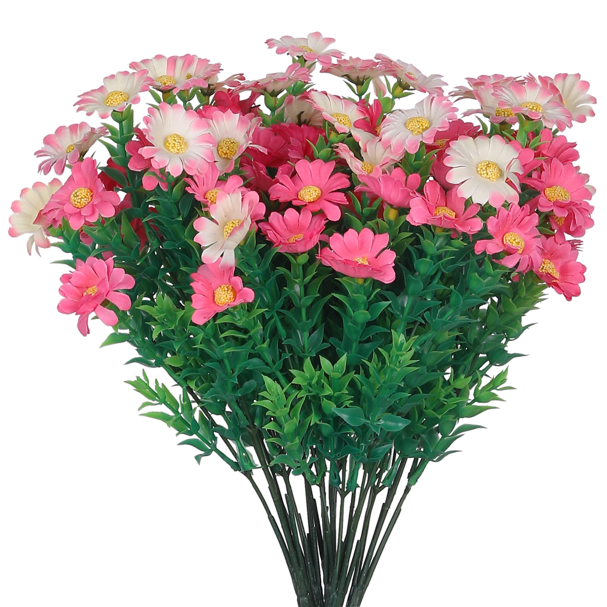 Unique Bargains 6pk Artificial Daisies Flowers Stems Fake Floral Bouquet for Home Hot Pink