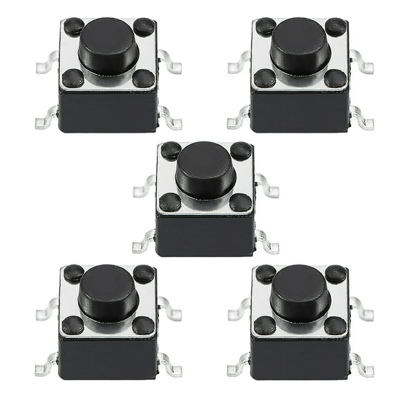 Unique Bargains 6x6x5mm PCB Surface Mounted Devices SMT Mount 4 Pins Push Button SPST Tactile Tact Switch 5PCS