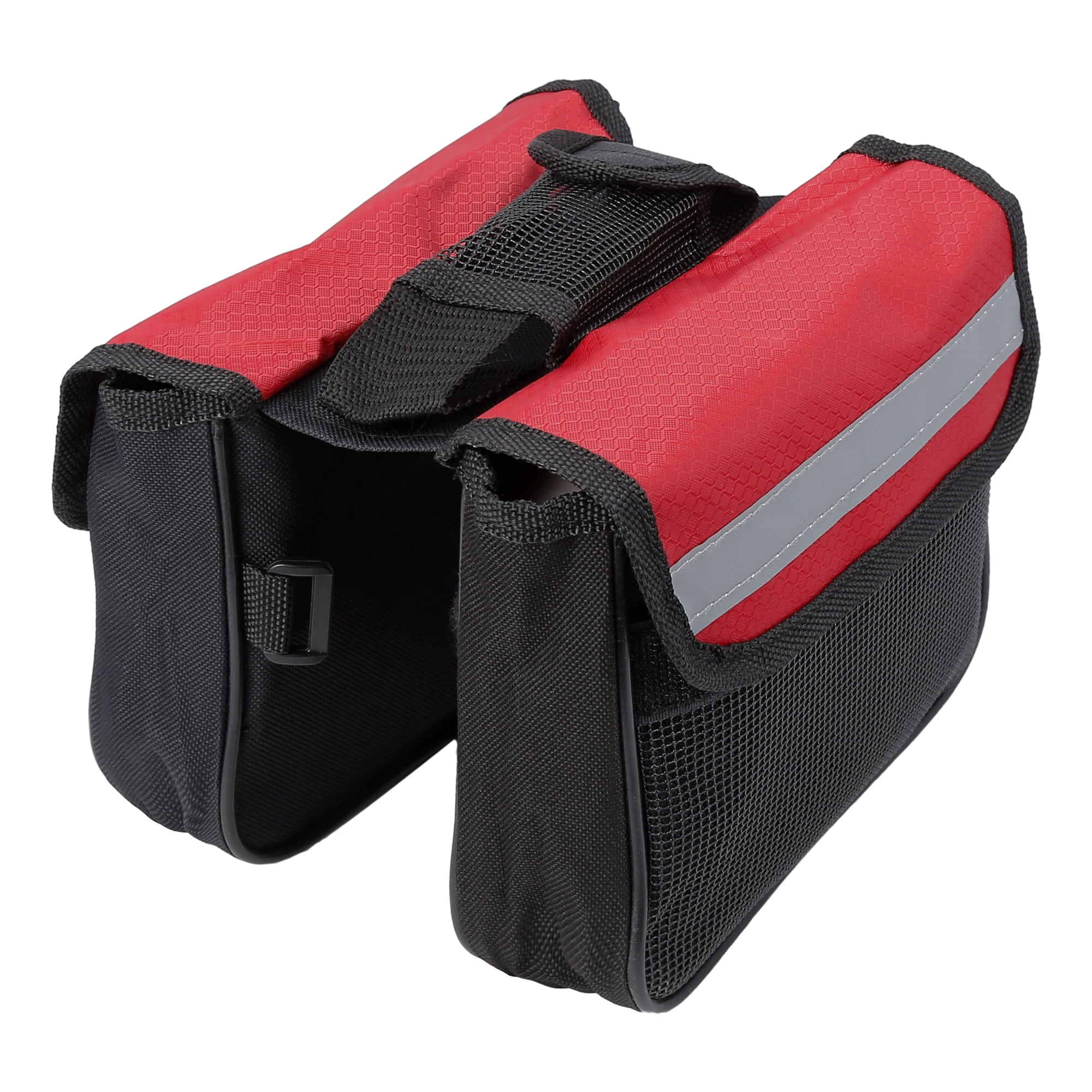 Unique Bargains 7.09x5.91x5.91in Bike Saddlebag Frame Bag Tool Pouch Black Red
