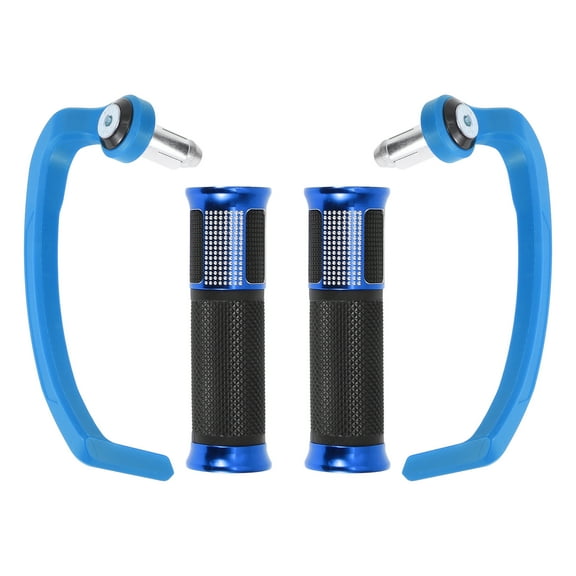 Unique Bargains 7/8" 22mm 15/16" 24mm Motorcycle Hand Grips Cover Kit Aluminum Alloy Rubber Handlebar End Grips Blue 1 Set