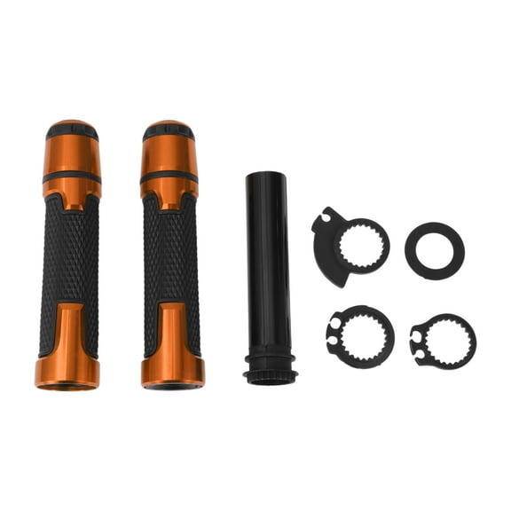 Unique Bargains 7/8" 22mm 15/16" 24mm Motorcycle Hand Grips Cover Kit Aluminum Alloy Rubber Handlebar End Grips for Motorcycle Scooter Bicycle ATV Black Orange 1 Set